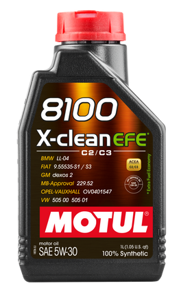 Motul 8100 X-CLEAN EFE Synthetic 5W-30 Motor Oil, 1 Liter