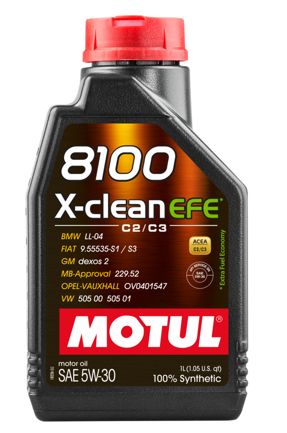 Motul 8100 X-CLEAN EFE Synthetic 5W-30 Motor Oil, 1 Liter