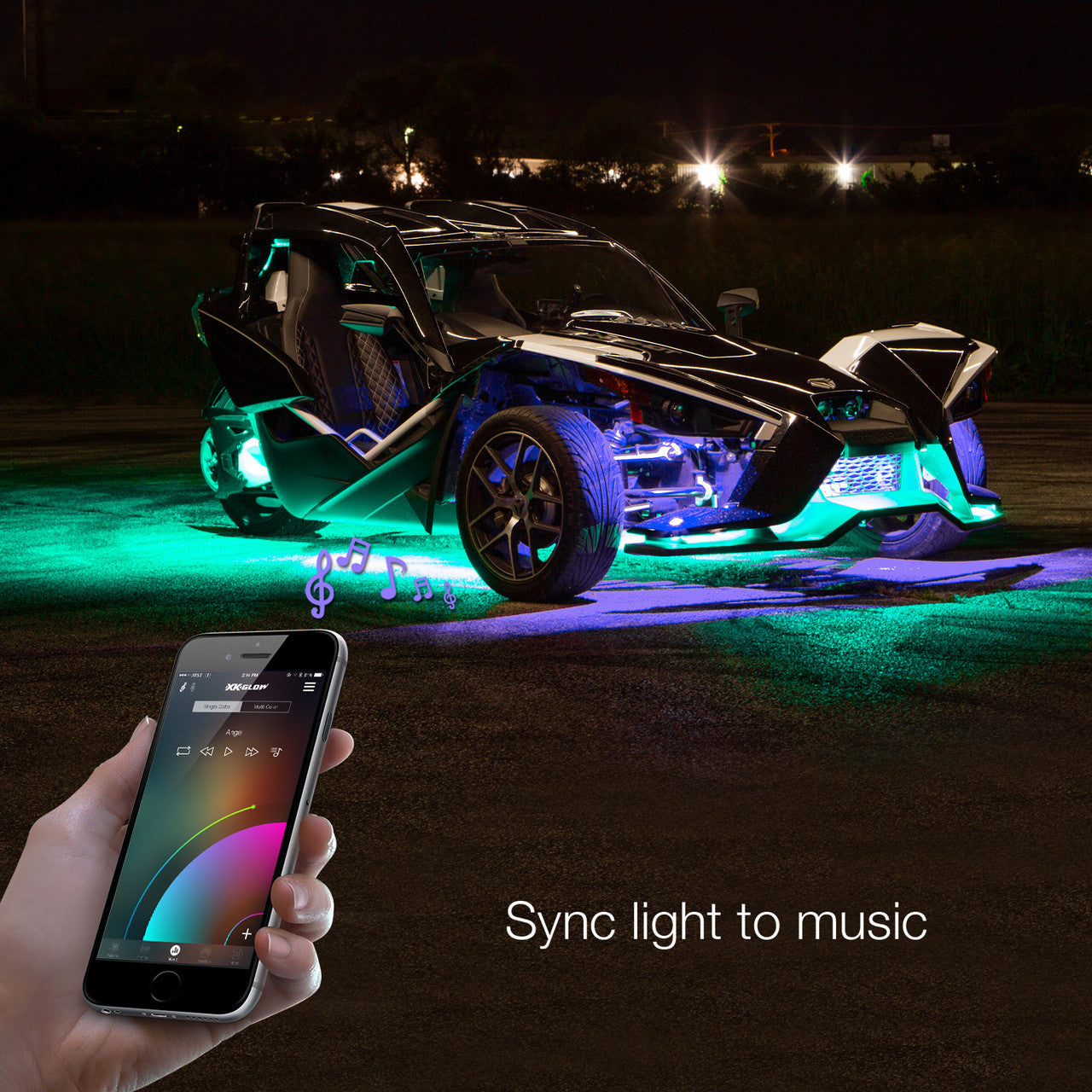 XK Glow LED Underglow Light Kit for Polaris Slingshot XKCHROME Smartphone App Controller (Advanced) - 0