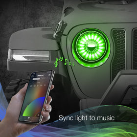 XK Glow 2pc 7in App Control RGB Wrangler JL Headlight Kit w/ Mounting Brackets - 0