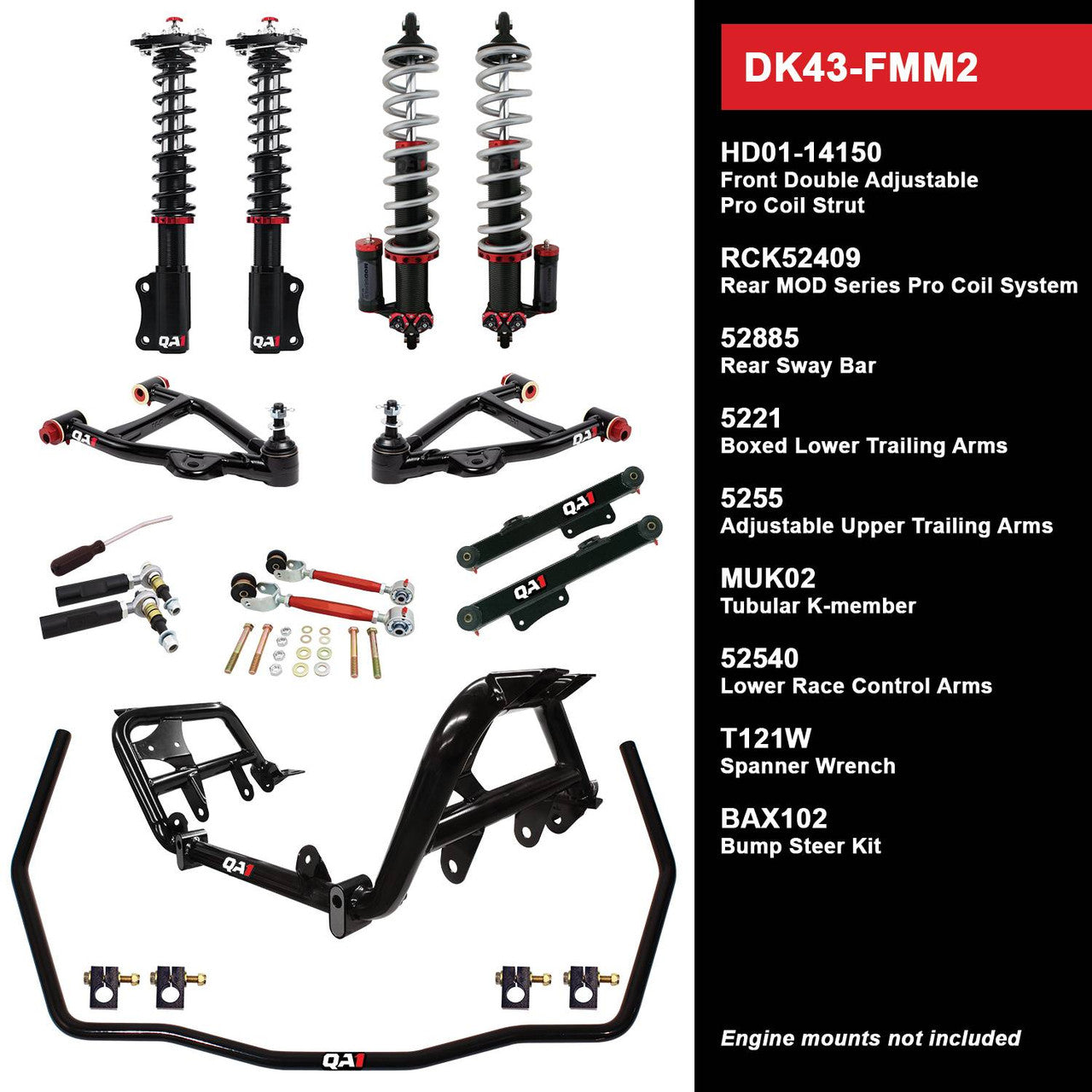 DK43-FMM2 DK43-FMM2 Level 3 Full Vehicle Drag Kit, 87-89 Mustang, W/ Shocks