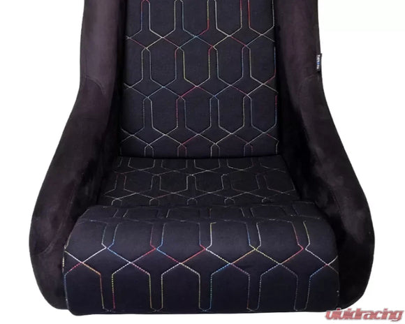 NRG FRP Bucket Seat Cushion - Multi Color Geometric 3-Piece Seat Cushion