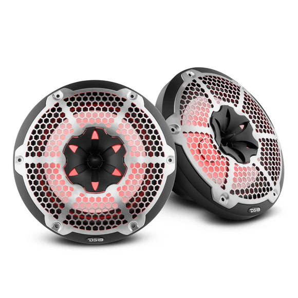 DS18 NXL Series Coaxial Marine Speaker w/ RGB Lights 10in 2-Way 200Watts RMS 4 ohm Black w/ Cover