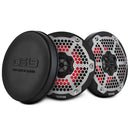 DS18 Hybrid Marine Speaker w/ Driver And RGB LEDs 6.5in 2-Way 250 Watts RMS 4 ohm Black w/ Covers-1