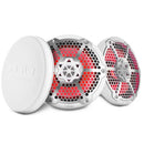 DS18 Hybrid Marine Speaker w/ Driver And RGB LEDs 8in 2-Way 350 Watts RMS 4 ohm White w/ Covers-1