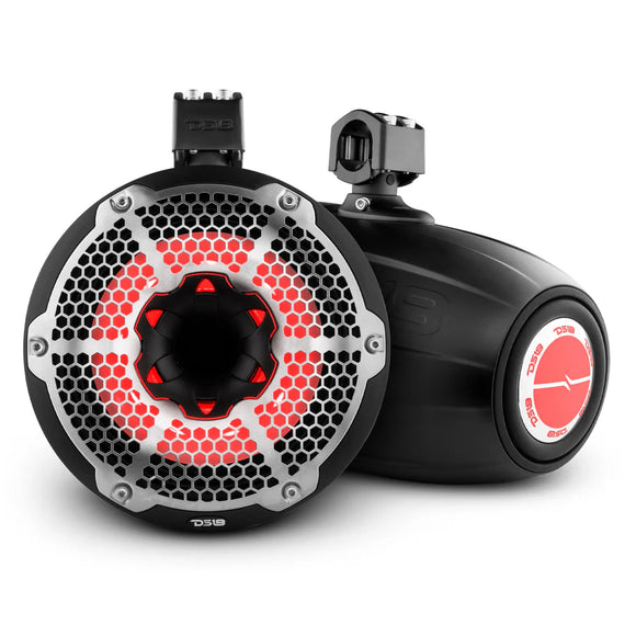 DS18 Tower Speakers Towers Speakers 10in 1in Driver 300 Watts RMS w/ RGB LED Lights White
