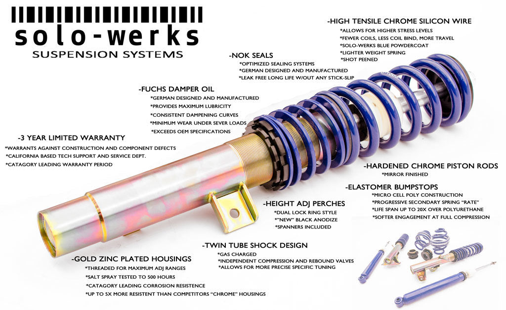 SOLO WERKS S1 COILOVER - AUDI A4 (B6/B7) '01-'08 SEDAN 2WD & QUATTRO - 0