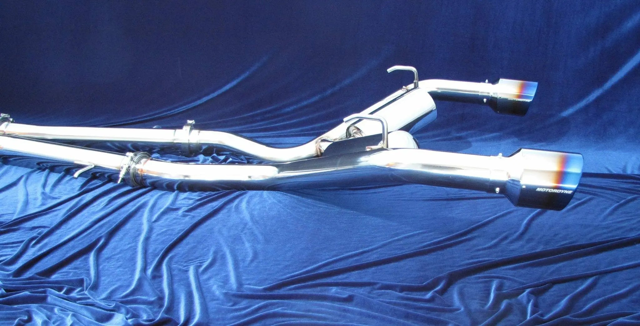 Motordyne Exhaust With 4.5" Blue Rolled Tips Infiniti Q50 14-18