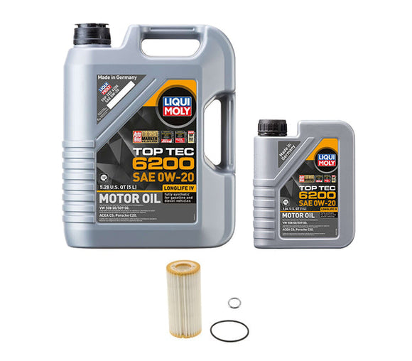 Oil Service Kit Liqui Moly TOP TEC 6200 0W-20 Motor Oil - VW/Audi 2.0T Gen3B / EVO4 / Mk8 GTI & Golf R / Mk7 GLI & More