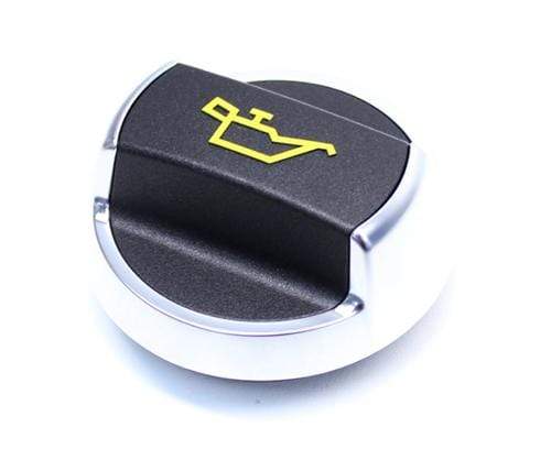 Aluminum Trim Porsche Oil Cap | Brushed With Yellow Logo
