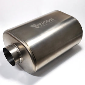 Ticon Industries 2.5in Oval (2.5in Center In / 2.5in Center Out) 12in L Ultralight Titanium Muffler