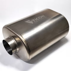 Ticon Industries 3in Oval Titanium Muffler 3in Center In / 3in Out - 12in Overall Length 1mm/.039in
