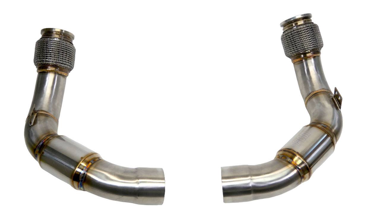 PLM BMW M5 M8 S63R Catted Downpipes F90 2018+ - 0