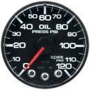 2-1/16" OIL PRESSURE, 0-120 PSI, STEPPER MOTOR, SPEK-PRO, NO O-RING, BLACK DIAL, BLACK BEZEL, CLEAR LENS-1