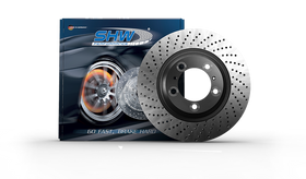 SHW 02-05 Porsche 911 GT2 3.6L w/Cast Steel Disc Right Front Drilled-Dimpled Monobloc Brake Rotor