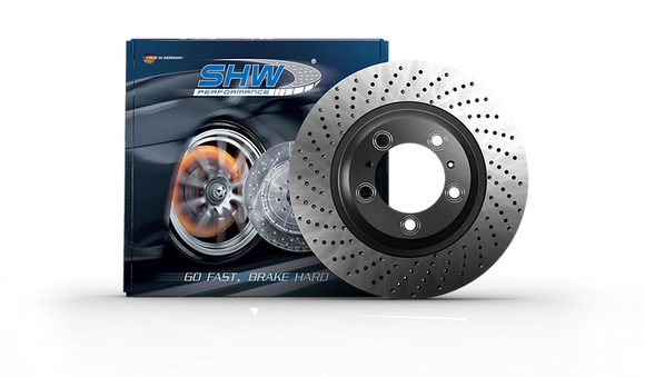 SHW 02-05 Porsche 911 GT2 3.6L w/Cast Steel Disc Left Front Drilled-Dimpled Monobloc Brake Rotor
