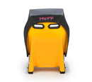 NRG GT Retro Bucket Seat - Black PVC Leather Yellow Stitching Yellow Glitter Fiberglass Back-5
