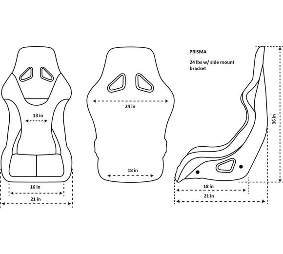 NRG FRP Bucket Seat PRISMA Edition - Large
