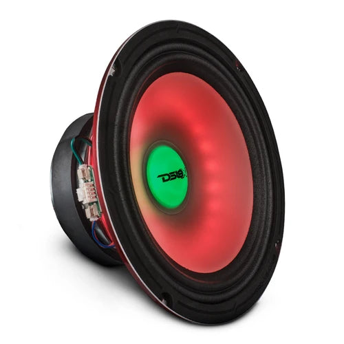 DS18 8in 275 Watts RMS 4 ohm Mid Range Loudspeaker w/ Translucent Dust Cap and Cone w/RGB LED Lights