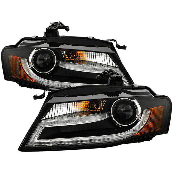 Spyder Audi A4 09-12 Projector Headlights Xenon/HID Model Only - DRL LED Blk PRO-YD-AA408-HID-DRL-BK