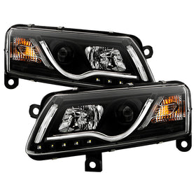Spyder Audi A6 05-07 Projector Headlights Halogen Light Tube DRL Blk PRO-YD-ADA605-LTDRL-BK