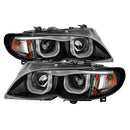 ( Spyder Signature ) BMW E46 3-Series 02-05 4DR Projector Headlights 1PC - 3D Halo - Black - High H1 (Included) - Low H7 (Not Included)-1