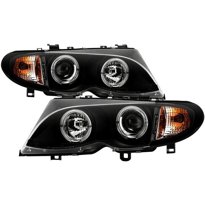 Spyder BMW E46 3-Series 02-05 4DR Projector Headlights 1PC LED Halo Blk PRO-YD-BMWE4602-4D-AM-BK