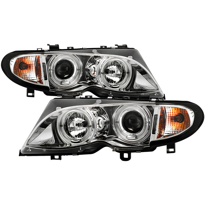 Spyder BMW E46 3-Series 02-05 4DR Projector Headlights 1PC LED Halo Chrm PRO-YD-BMWE4602-4D-AM-C
