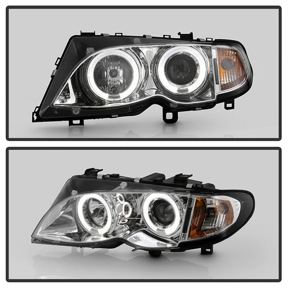 ( Spyder Signature ) BMW E46 3-Series 02-05 4DR Projector Headlights 1PC - LED Halo - Chrome - High H1 (Included) - Low H7 (Included)