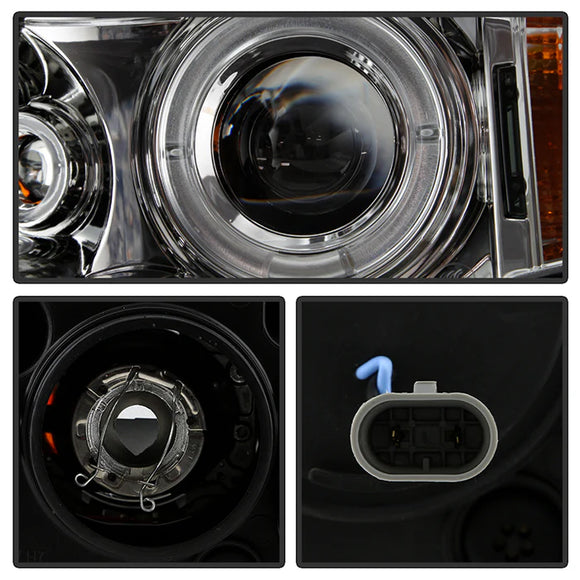 ( Spyder Signature ) BMW E46 3-Series 02-05 4DR Projector Headlights 1PC - LED Halo - Chrome - High H1 (Included) - Low H7 (Included)