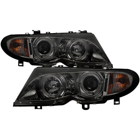 Spyder BMW E46 3-Series 02-05 4DR Projector Headlights 1PC LED Halo Smke PRO-YD-BMWE4602-4D-AM-SM