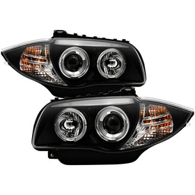 Spyder BMW E87 1-Series 08-11 Projector Headlights LED Halo Black High H1 Low H7 PRO-YD-BMWE87-HL-BK