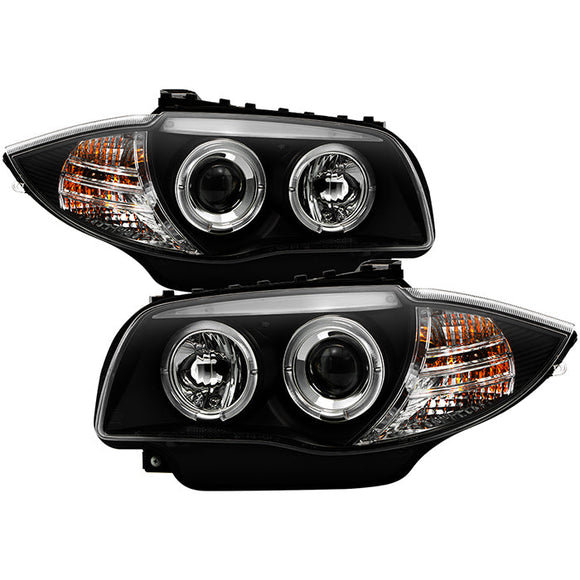 Spyder BMW E87 1-Series 08-11 Projector Headlights LED Halo Black High H1 Low H7 PRO-YD-BMWE87-HL-BK