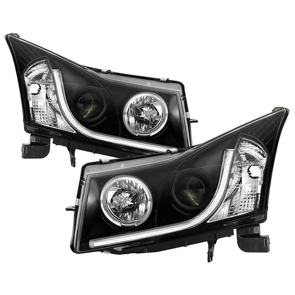 Spyder Chevy Cruze 11-14 Projector Headlights Light Tube DRL Blk PRO-YD-CCRZ11-LTDRL-BK