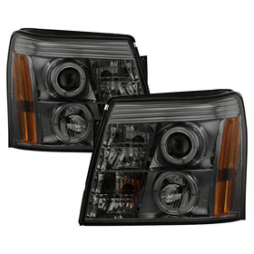Spyder Cadillac Escalade 02-06 Projector Halogen Model- LED Halo DRL Smke PRO-YD-CE02-DRL-SM