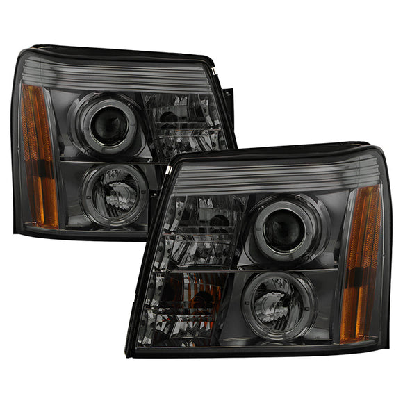 Spyder Cadillac Escalade 02-06 Projector Halogen Model- LED Halo DRL Smke PRO-YD-CE02-DRL-SM
