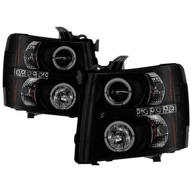 Spyder Chevy Silverado 1500/2500 07-13 Projector Headlights LED Halo LED Blk Smke PRO-YD-CS07-HL-BSM
