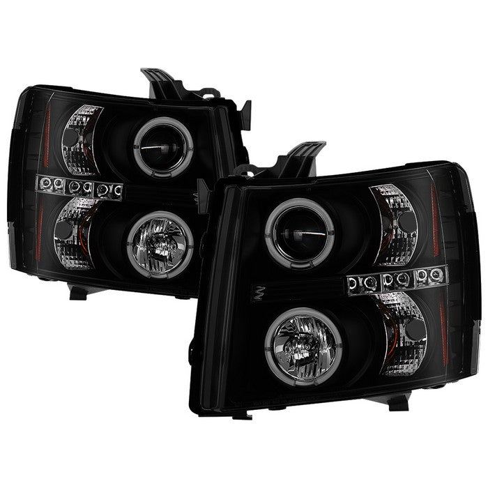 Spyder Chevy Silverado 1500/2500 07-13 Projector Headlights LED Halo LED Blk Smke PRO-YD-CS07-HL-BSM