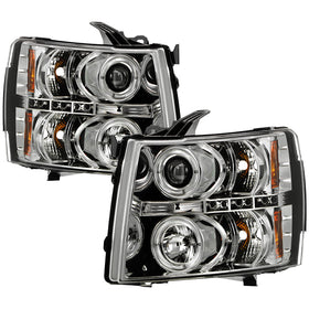 Spyder Chevy Silverado 1500 07-13 Projector Headlights LED Halo LED Chrm PRO-YD-CS07-HL-C