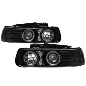 Spyder Chevy Silverado 1500/2500 99-02 Projector Headlights LED Halo LED Black PRO-YD-CS99-HL-BK