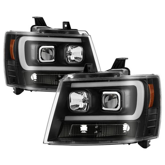 Spyder 07-14 Chevy Suburban/1500/2500/Tahoe V2 Projector Headlights All Blk PRO-YD-CSUB07V2-DRL-BKV2