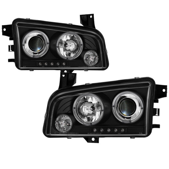Spyder Dodge Charger 06-10 Projector Headlights Halogen Only - LED Halo LED Blk PRO-YD-DCH05-LED-BK