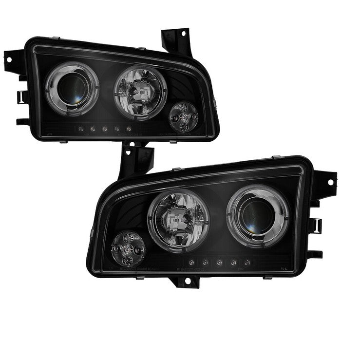Spyder Dodge Charger 06-10 Projector Headlights Halogen- LED Halo LED Blk Smke PRO-YD-DCH05-LED-BSM