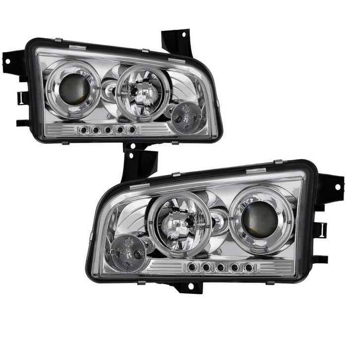 Spyder Dodge Charger 06-10 Projector Headlights Halogen Model- LED Halo LED Chrm PRO-YD-DCH05-LED-C