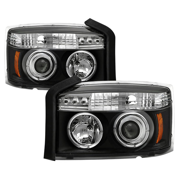 Spyder Dodge Dakota 05-07 Projector Headlights LED Halo Black High H1 Low H1 PRO-YD-DDAK05-BK
