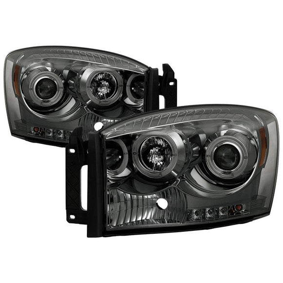 Spyder Dodge Ram 1500 06-08/Ram 2500 06-09 Projector Headlights LED Halo LED Smke PRO-YD-DR06-HL-SM