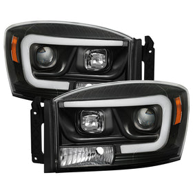 Spyder Dodge Ram 1500 06-08 V2 Projector Headlights - Light Bar DRL - Black (PRO-YD-DR06V2-LB-BK)