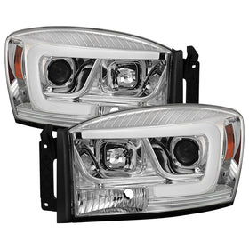 Spyder Dodge Ram 1500 06-08 V2 Projector Headlights - Light Bar DRL - Chrome (PRO-YD-DR06V2-LB-C)