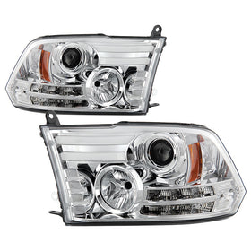 Spyder Dodge Ram 09-12 Projector Headlights Light Bar DRL Chrome PRO-YD-DR09-LBDRL-C
