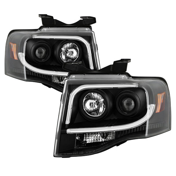 Spyder Ford Expedition 07-13 Projector Headlights Light Tube DRL Blk PRO-YD-FE07-LTDRL-BK